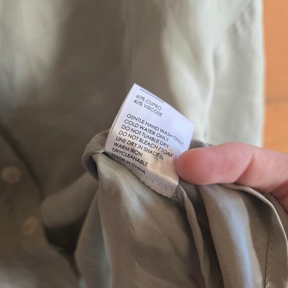 Anthropologie Sancia Annika Shirt Celadon Green Button Front Flare Sleeve Top XS - Picture 8 of 8